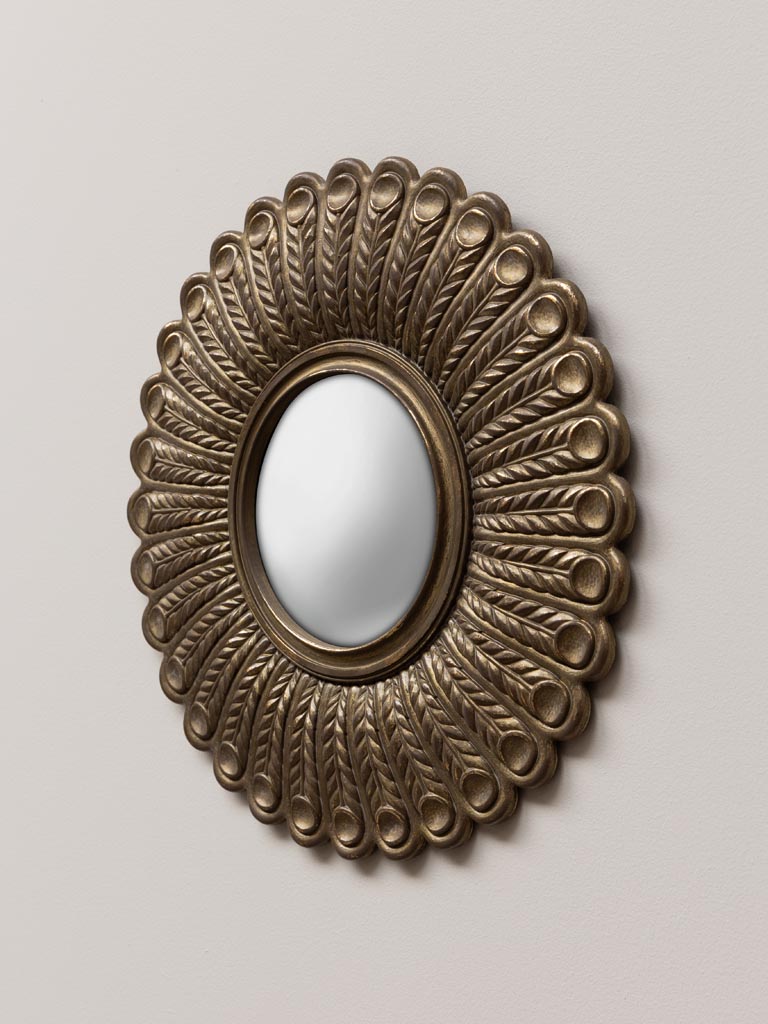 Miroir convexe plumes de paon dorées - 4