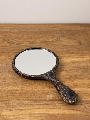 Hand mirror black patina