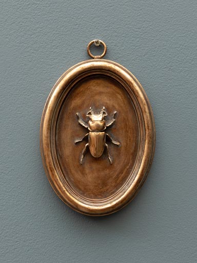 Cadre ovale cuivré scarabée C