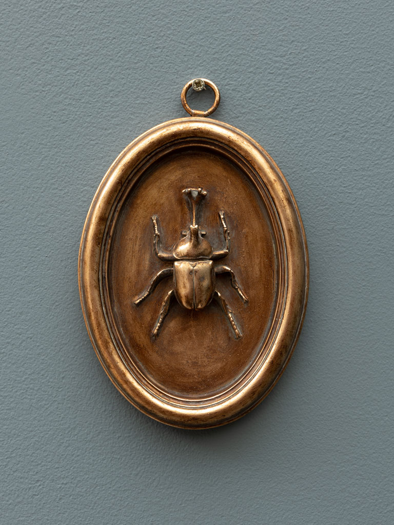 Cadre ovale cuivré scarabée D - 1