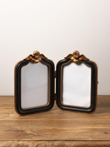 Double photoframe black & gold angles (10x15)