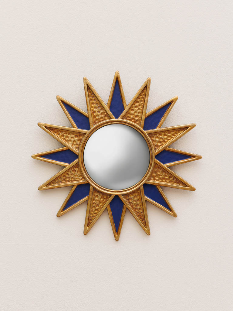 Convex blue and gold starry mirror - 1