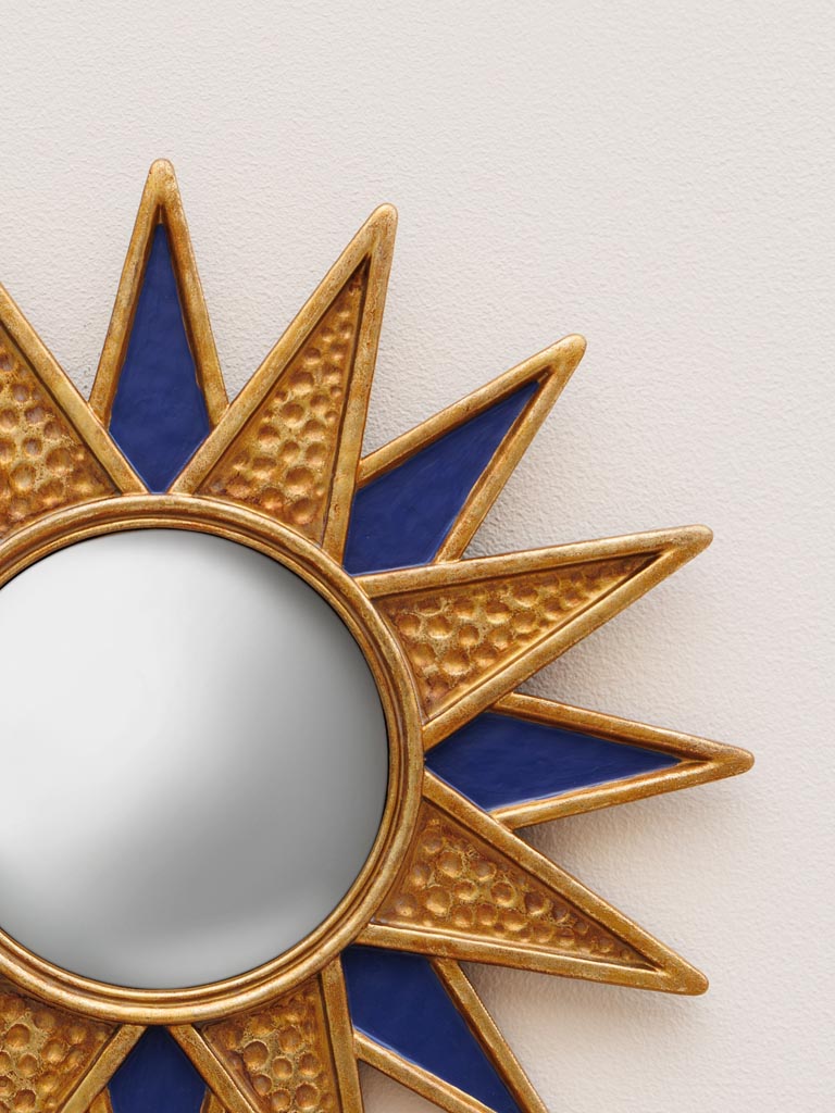Miroir convexe étoilé bleu et or - 5