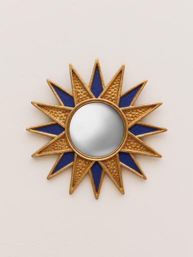 Convex blue and gold starry mirror