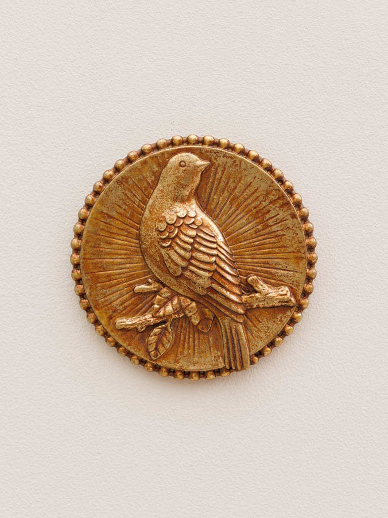 Wall medallion bird on branch - 1