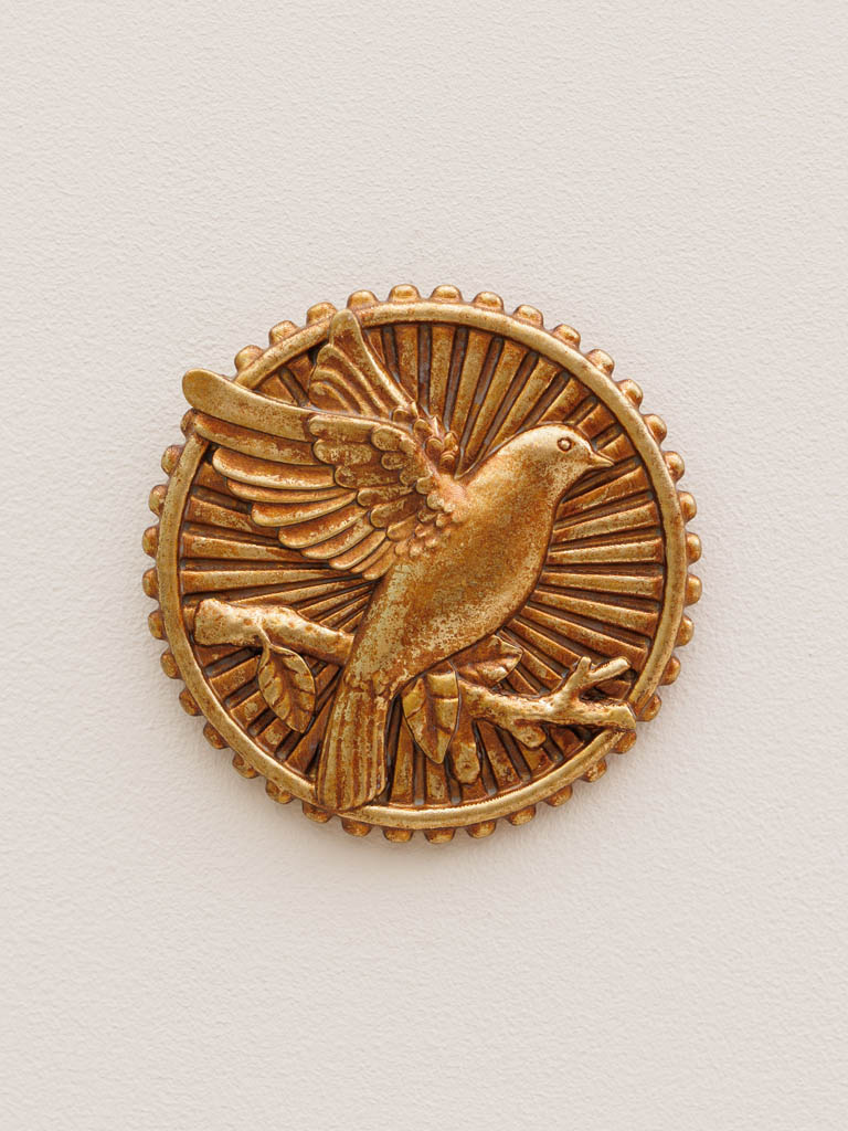 Wall medallion golden bird open wings - 1
