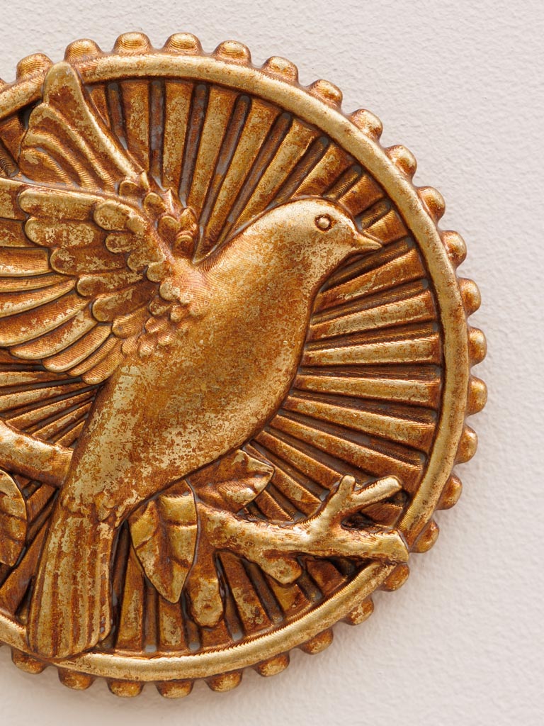 Wall medallion golden bird open wings - 3