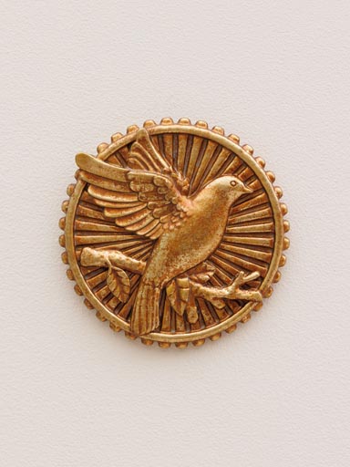 Wall medallion golden bird open wings