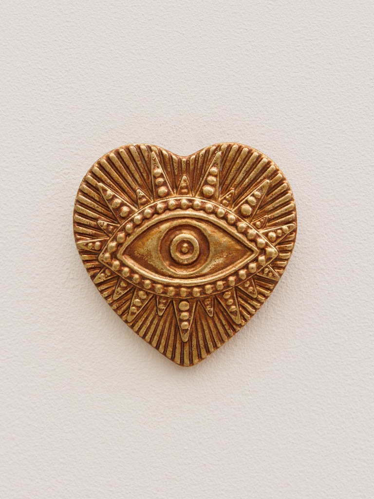 Wall medallion golden heart with evil eye - 1