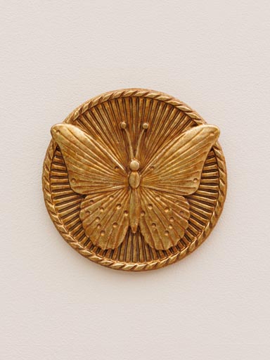 Wall medallion golden butterfly