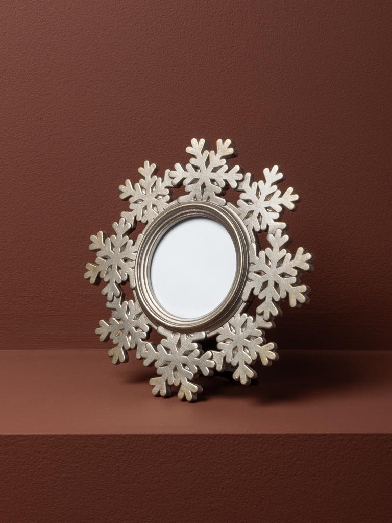 Round photo frame silver Snowflake (8x8) - 1