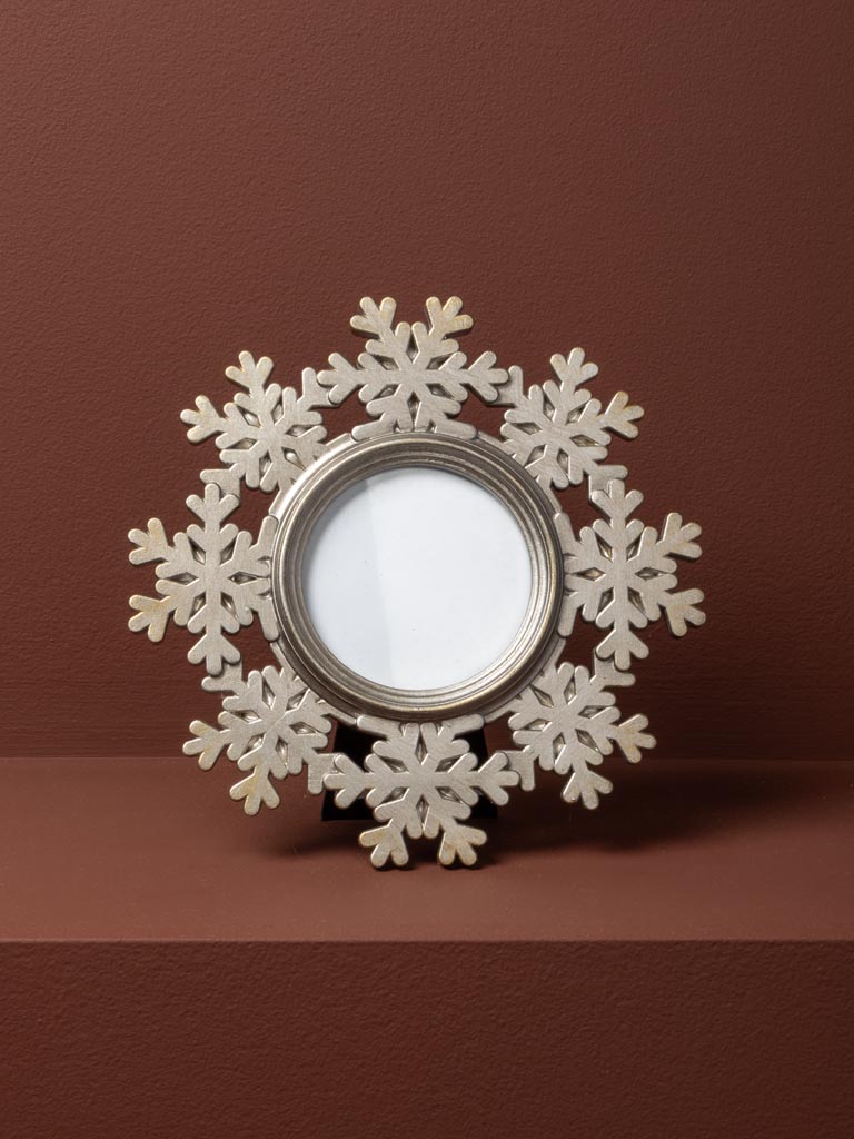 Round photo frame silver Snowflake (8x8) - 3