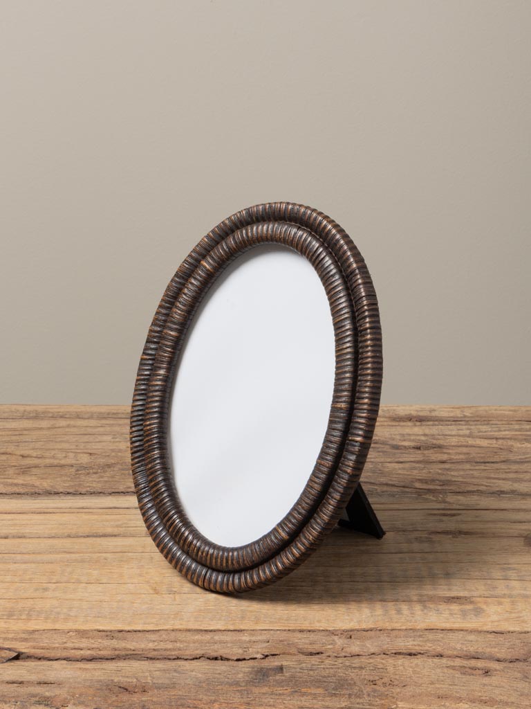 Oval photo frame dark bamboo style (15x10) - 1