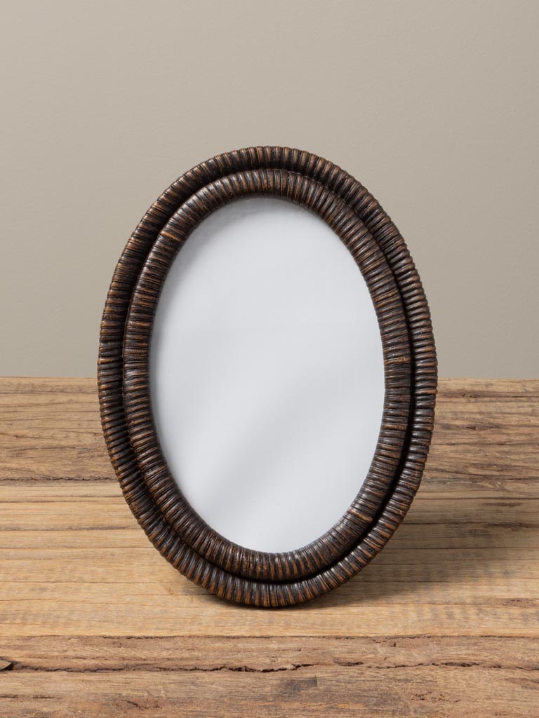 Oval photo frame dark bamboo style (15x10) - 3