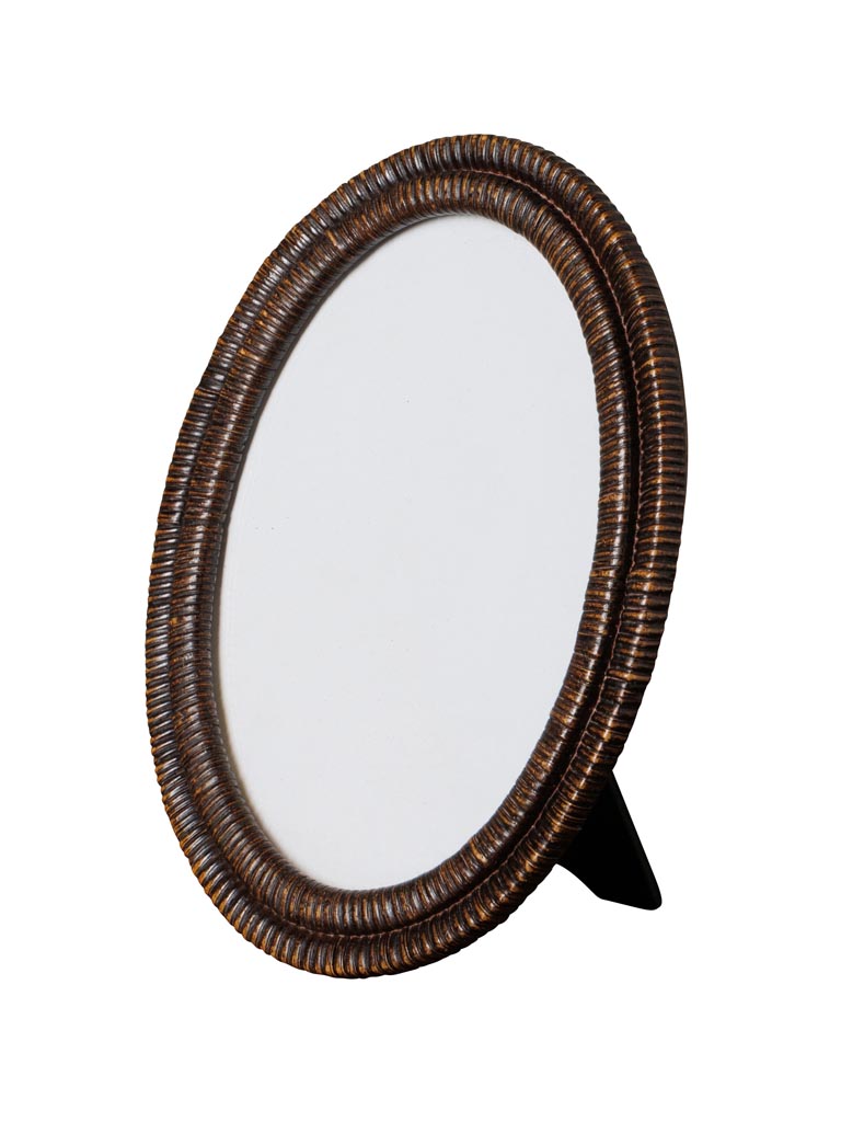Dark rattan style oval photoframe (12x17) - 2
