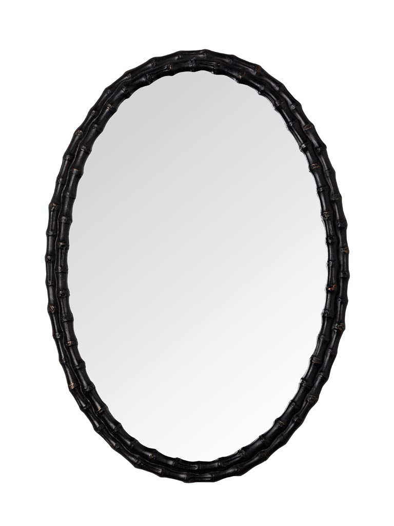 Oval mirror antique black bamboo style - 2