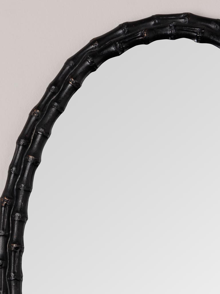 Oval mirror antique black bamboo style - 3