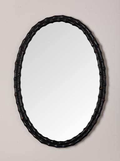 Miroir ovale style bambou vieilli