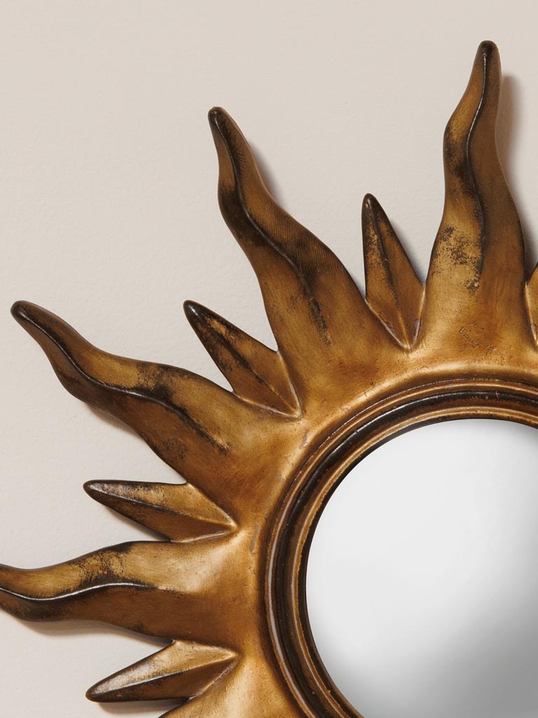 Antique gold sun convex mirror - 3
