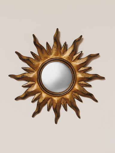Antique gold sun convex mirror