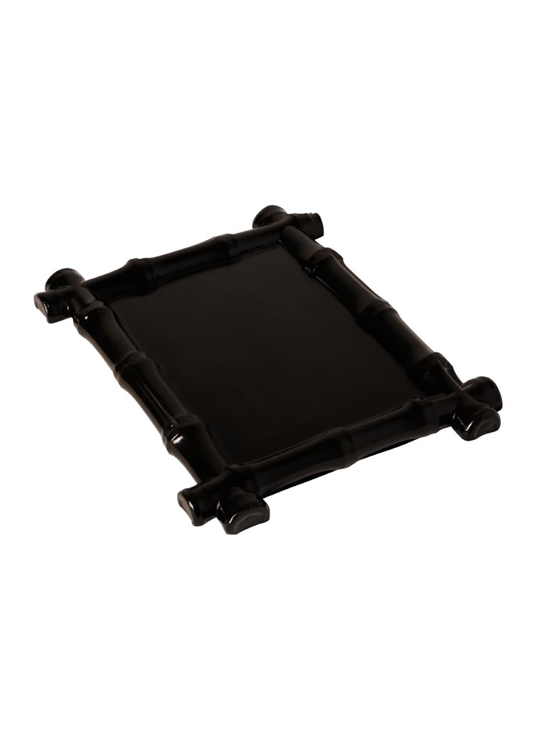 Black lacquered bambou style tray - 3