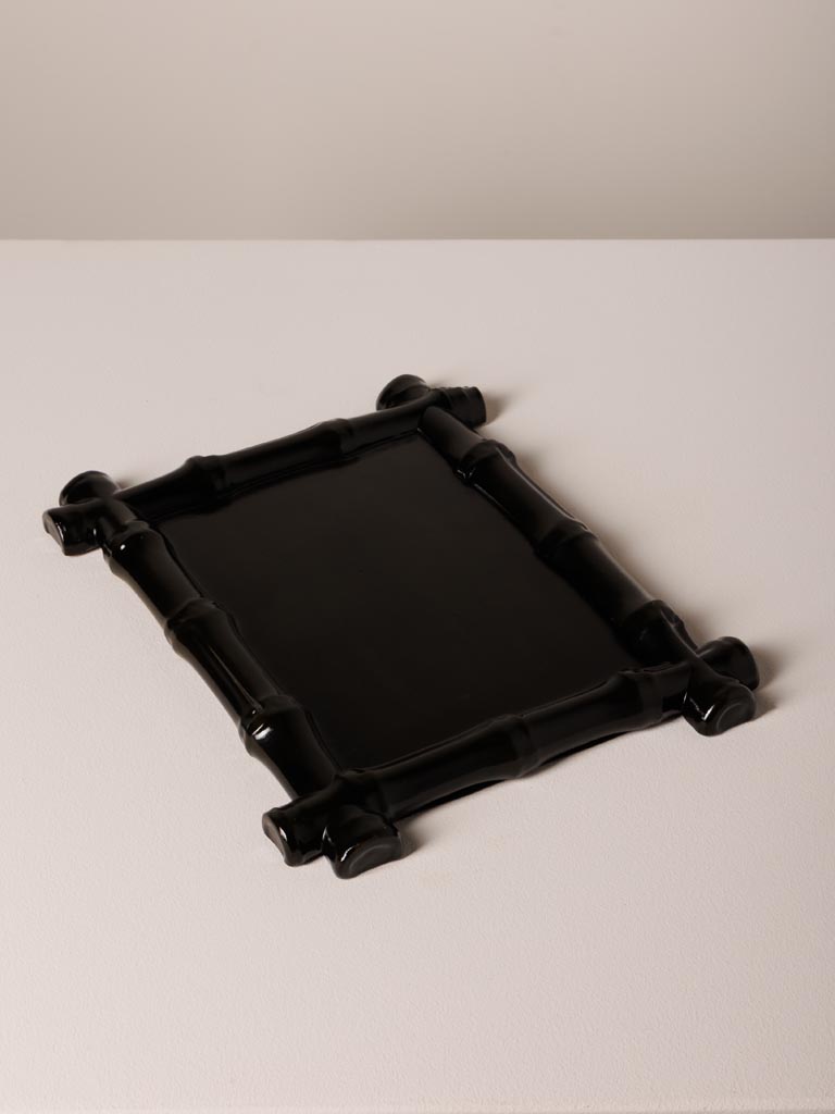 Black lacquered bambou style tray - 1