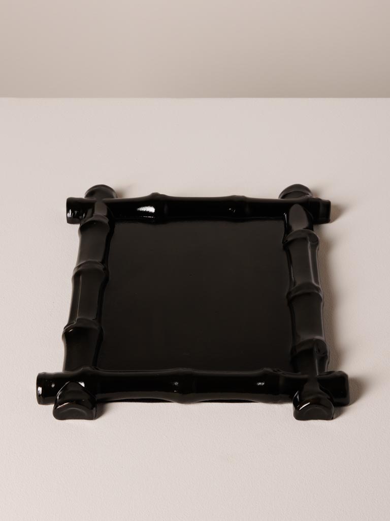 Black lacquered bambou style tray - 6