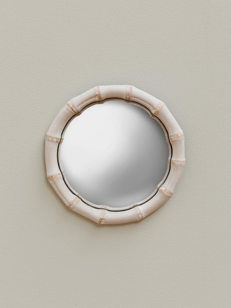 Small convex mirror white bamboo style - 1