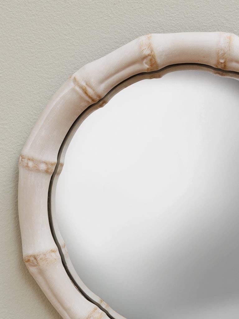 Small convex mirror white bamboo style - 3