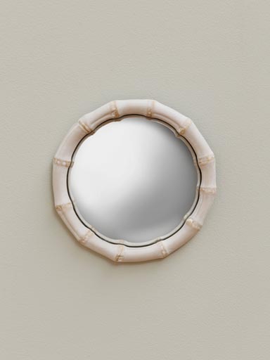 Small convex mirror white bamboo style