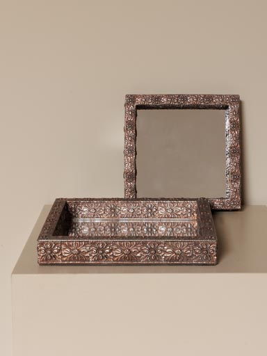 S/2 silver mirrored trays Camélia