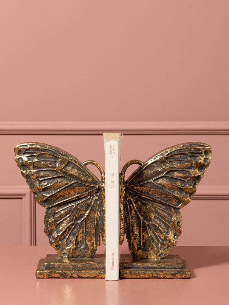 Golden butterfly bookends - 1