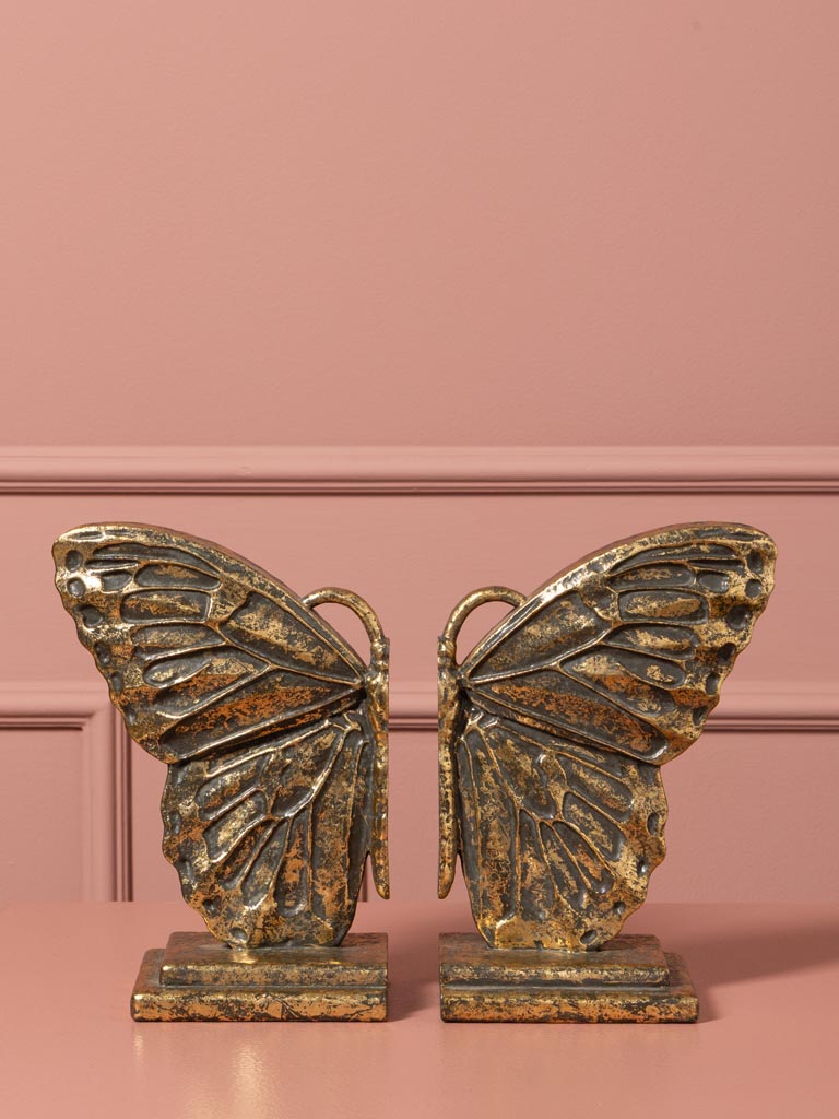 Golden butterfly bookends - 3