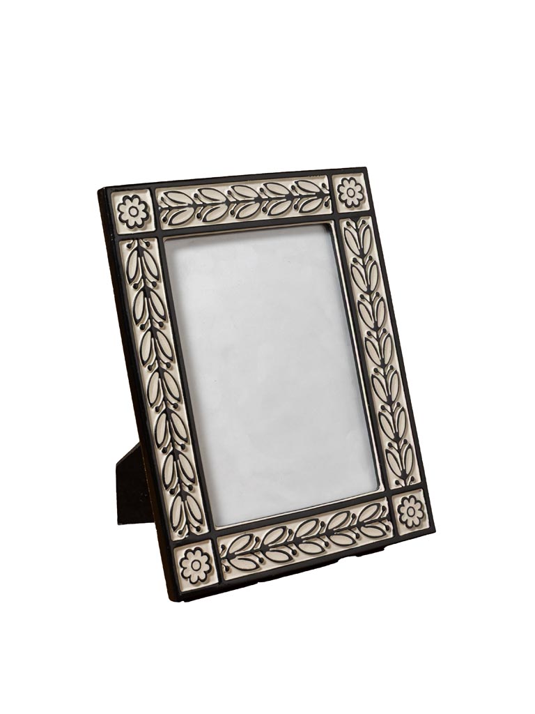 Porte photo beige et noir fleurs graphiques 15x18 - 2