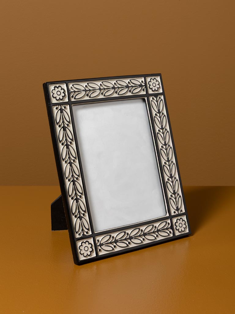 Porte photo beige et noir fleurs graphiques 15x18 - 1