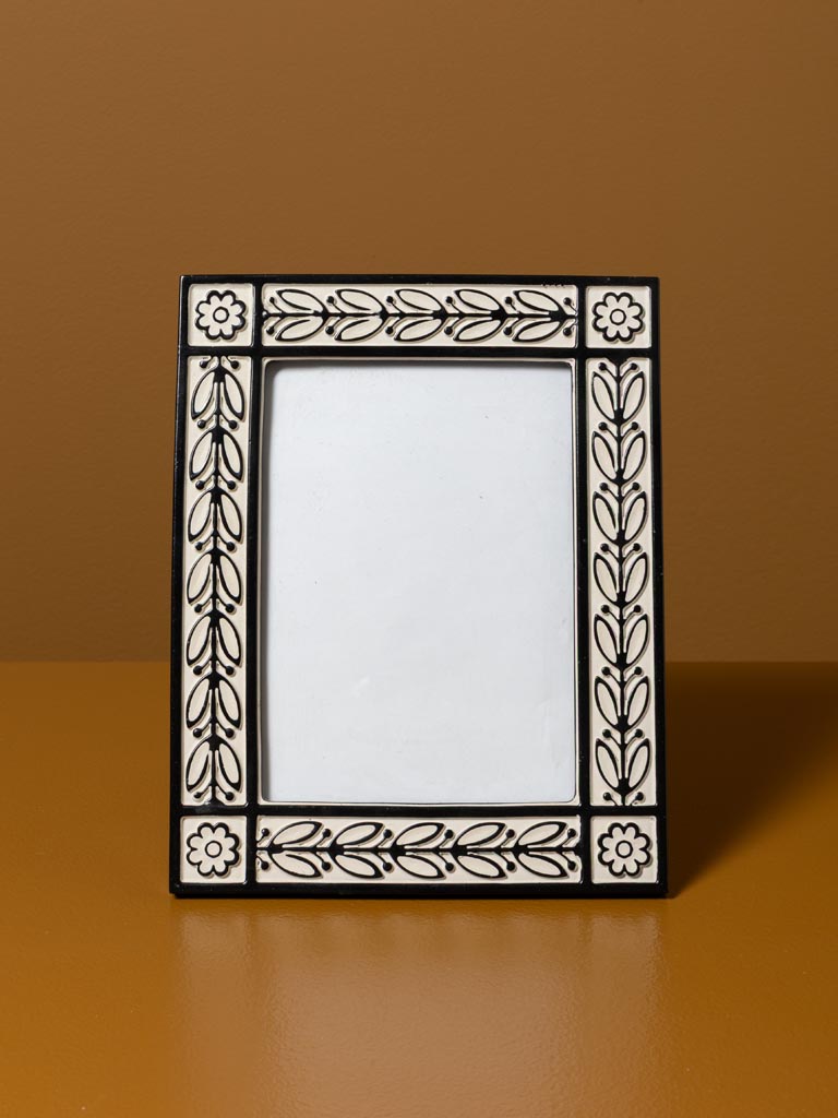 Porte photo beige et noir fleurs graphiques 15x18 - 3