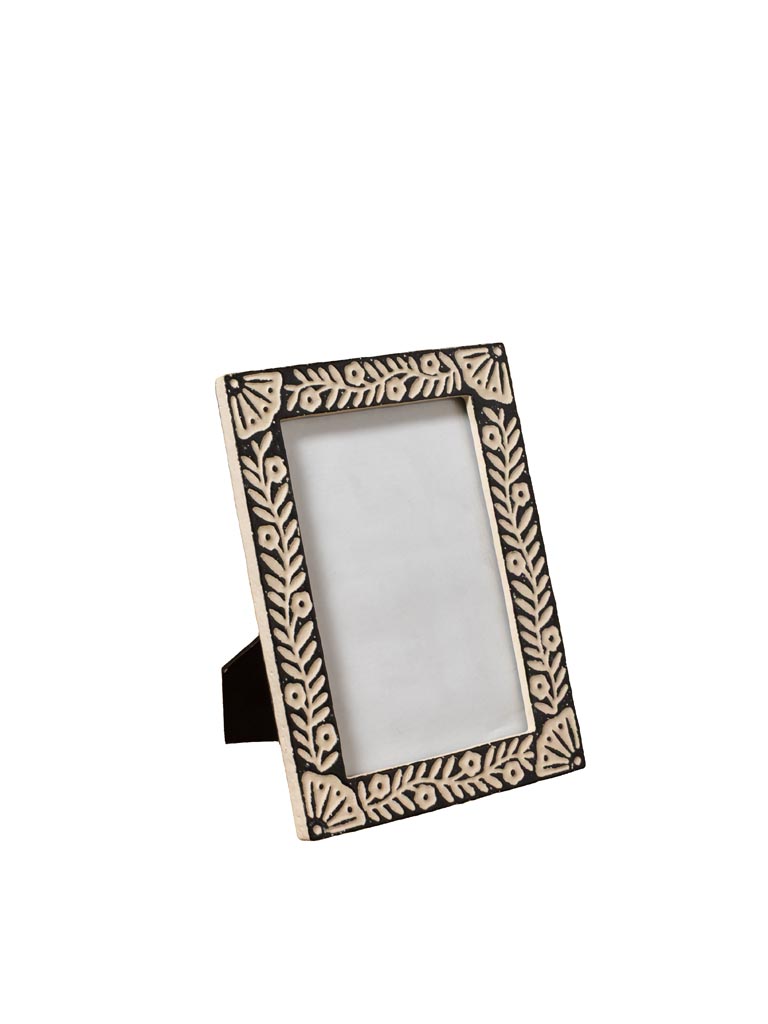 Porte photo noir contour fleuri beige (10x15) - 2