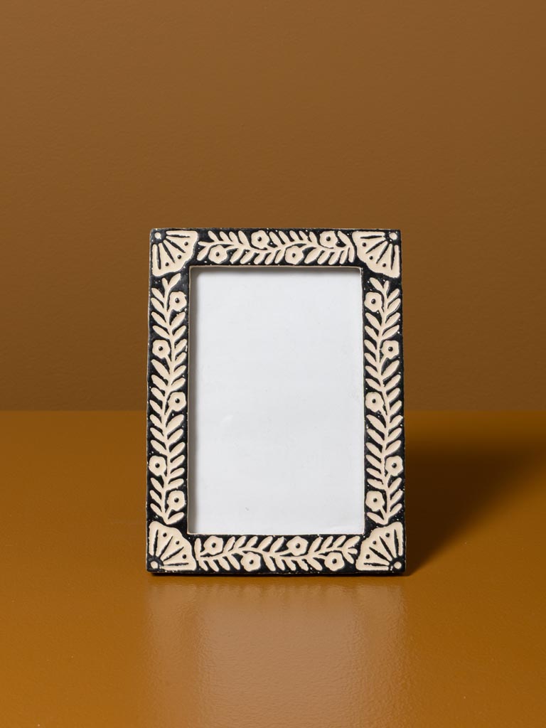 Porte photo noir contour fleuri beige (10x15) - 3