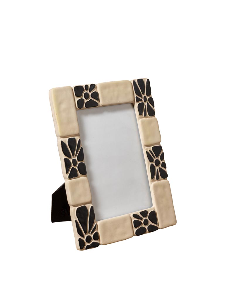 Porte photo beige et grosses fleurs noires (10x15) - 2