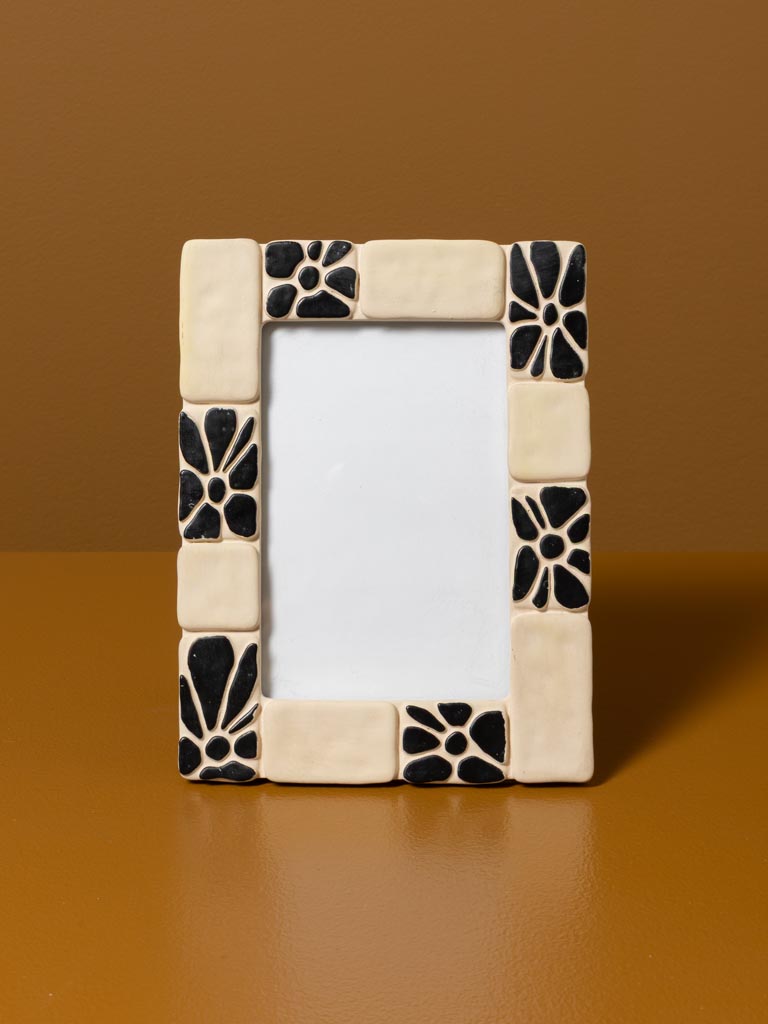 Porte photo beige et grosses fleurs noires (10x15) - 3