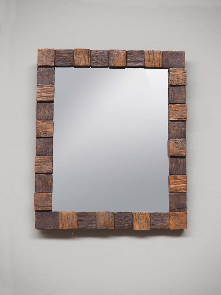Miroir contours immitation carrés de bois - 1