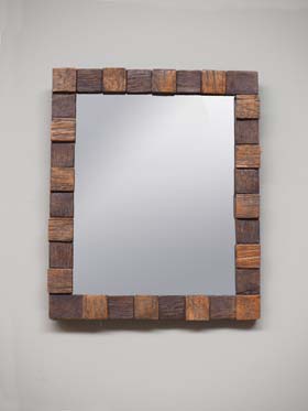 Miroir contours immitation carrés de bois
