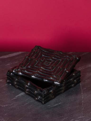 Boîte résine noire style bambou peint