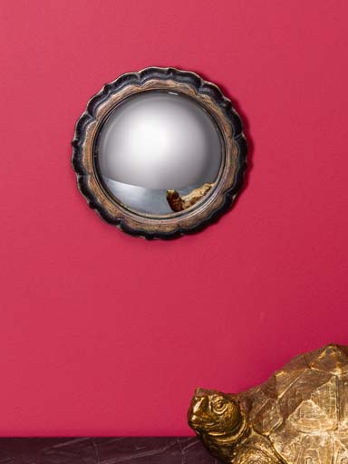 Convex mirror black and gold flower