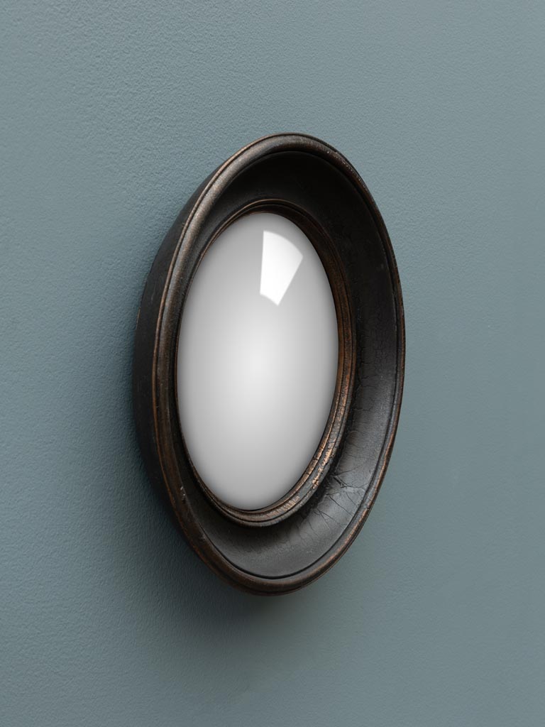 Miroir convexe 26cm bord noir & or antique *(17) - 4