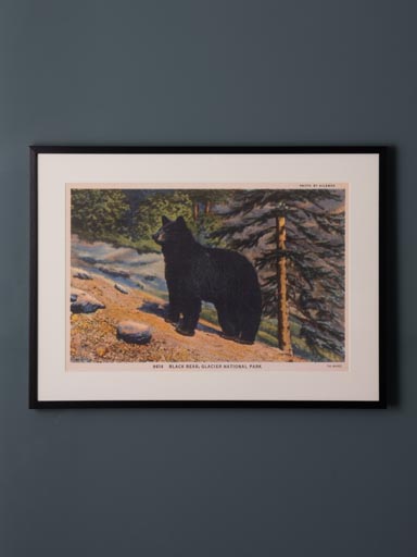 Frame bear in the forest postcard style