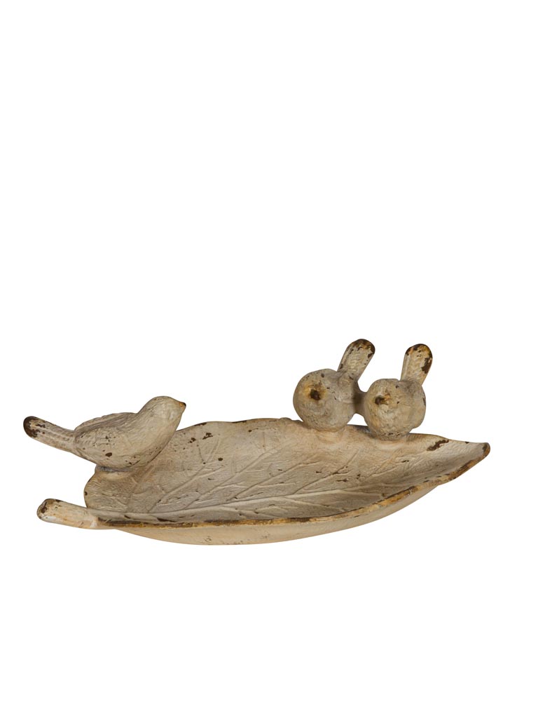 Small white trinket tray with 3 birds - 2