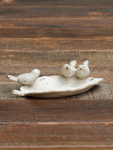 Small white trinket tray with 3 birds