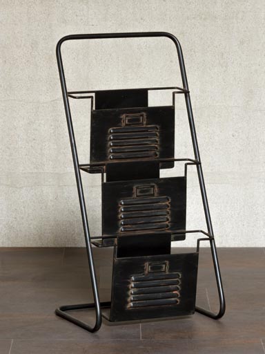 Newspaper holder on stand 3 shelves