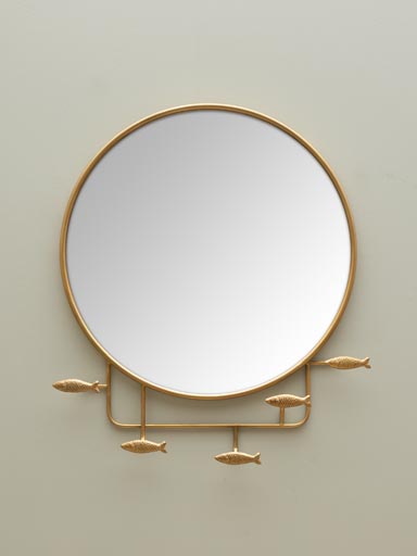 Round golden mirror 5  fishes